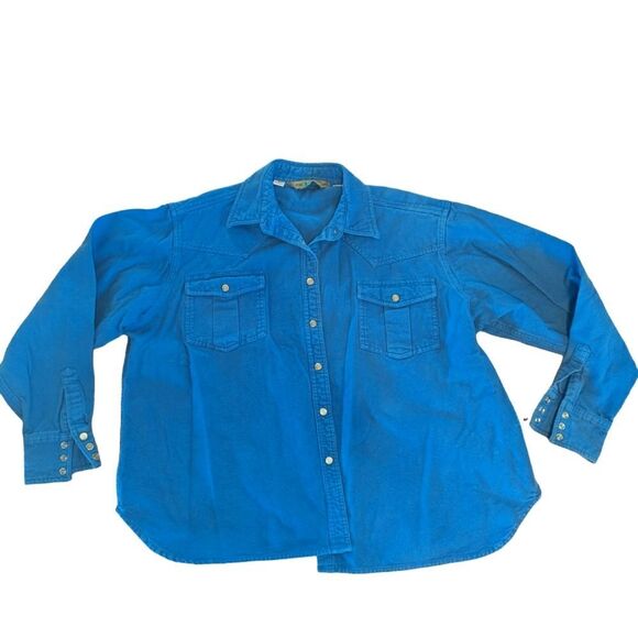 🛍️ FLANNEL XL BLUE PINE CANYON PEARL SNAP BUTTON UP COLLARED SHIRT - Picture 1 of 2